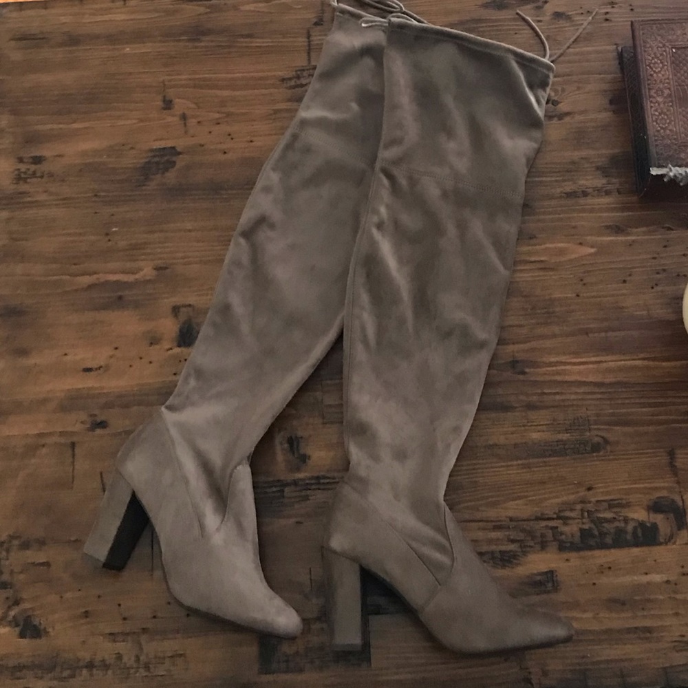 Tan Thigh High Boots with heel